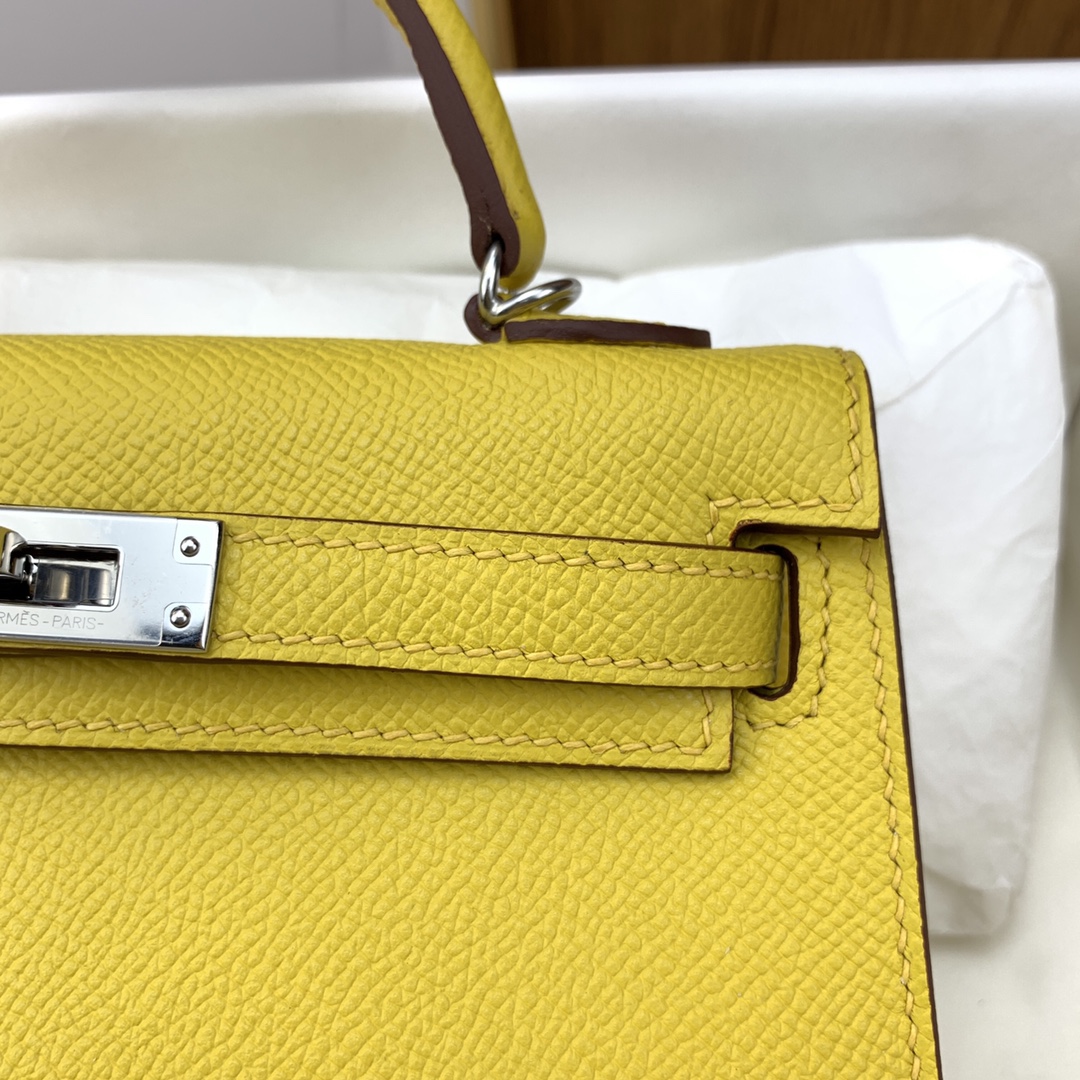 Hermes Kelly Mini II Bag 19CM In Lemon Yellow Epsom Leather